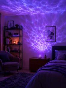 1pc RGB Water Ripple Projection Night Light, 16 Color Water Ripple LED Atmosphere Lamp With Remote Control, USB Dimmable Desk Lamp, Suitable For Bedroom Home Decor, Gift - One Size Fits All - View 6