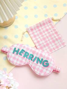 Takeoak 2PCS Personalized Name Eye Mask Set With Storage Bag Colorful Plaid Pattern Custom Name Sleep Mask Cute Travel Accessories Pajama Party Favor Bridal Shower Gift For Girls Birthday Gift - Multicolor - View 14