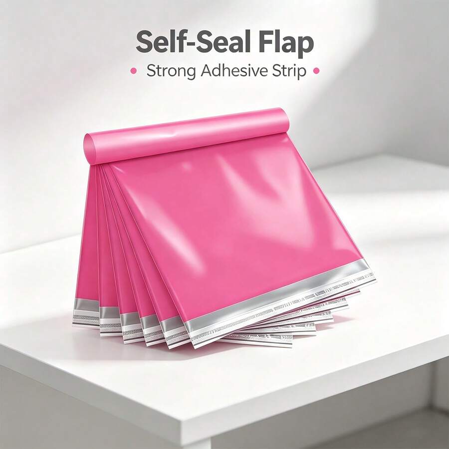 10/20/30pcs Colorful Plastic Shipping Bags, Suitable For Small Businesses, Used For Clothing Mailing, Self-Sealing Waterproof Packaging Bags, Let You Deliver With Confidence - Rose Red - View 1