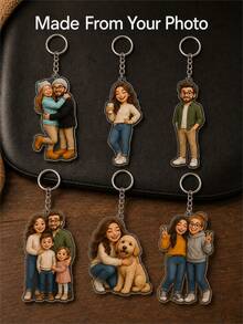 Personalized Cartoon Portrait Keychain, Custom Photo Ornament For Keys Or Bags, Birthday And Memorial Gift - Multi-color - View 4
