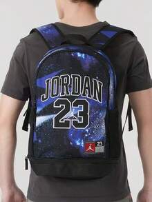 Nike Jordan Logo Print Casual Versatile Fabric Backpack Unisex Black - Black - View 1