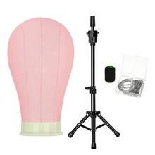 Pink Canvas Wig Mannequin Head With Adjustable Tripod Base; Wig Making Kit Includes T-Pins And Sewing Thread; Professional Wig Styling And Training Head Set Designed For Hairstylists, Halloween - View 8