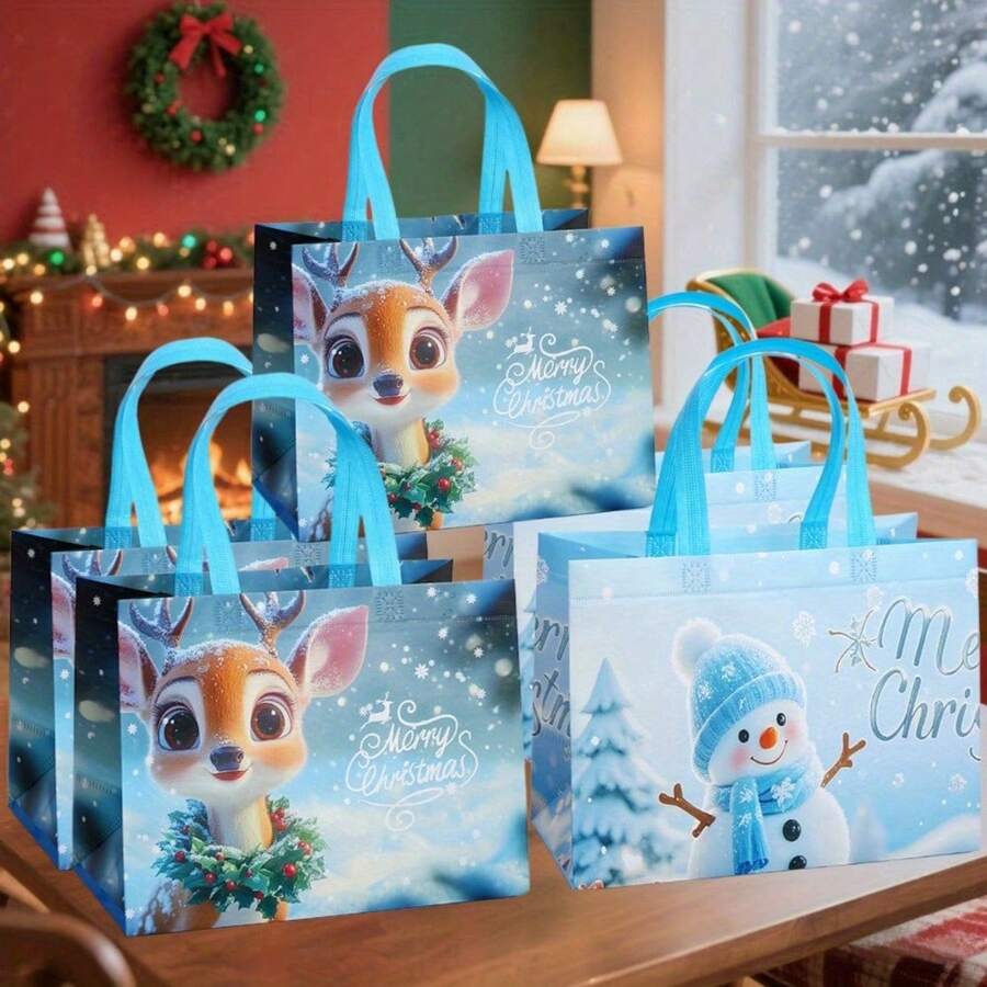 1/4 Pack Extra Large Christmas Gift Bags With Handles - Suitable For Christmas, Gift Wrapping, Non-Woven Fabric Gift Bags, Storage Bags, Shopping Bags, Christmas Essential Bags | Reusable - A - View 1