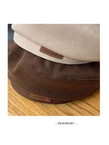 Women's Beret Hat, Retro Style, Versatile, Letter Decor, Face-Flattering, Octagonal Cap, Pumpkin Hat, Autumn/Winter - Multicolor - View 6
