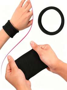 1/20pcs High Elasticity Super Wide Seamless Hair Bands - Non-Damaging Hair Ties, Perfect For Women's High Ponytails - Black - View 4