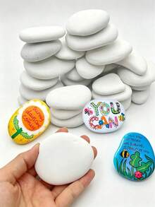 1/2/3pcs Smooth White Painting Stones - Flat And Hand-Picked, Suitable For Crafts, Art, Decoration - No Chemical Ingredients, Smooth Surface, Even Effect, Suitable For Beginners And Craft Projects, Craft Supplies, Art Projects, Decorative Stones - Multicolor - View 1