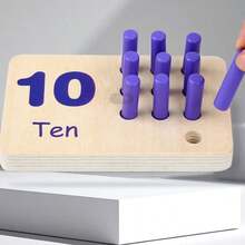 Children's Wooden Number Counting Peg Board Math Toy, Thickened 1-10 Double-Sided Number Board, 55 Colorful Counting Pegs, Preschool Educational Toy - Multicolor - View 5