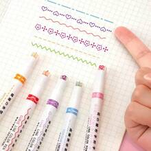 Bolígrafos resaltadores con patrón floral de onda de 6 colores, bolígrafos de planificador con lindo contorno para manualidades y scrapbooking - Multicolor - Ver 3