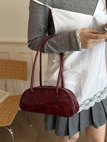 Tas Bahu Kulit PU Burgundy, Tas Tangan Modis, Cocok Untuk Anak Perempuan, Sempurna Untuk Kehidupan Malam, Gaya Jalanan, dan Acara Pernikahan - Burgundy - View 7