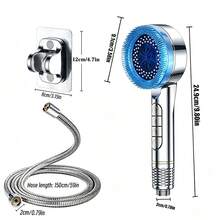 1pc/3pcs Powerful Pressurized Shower Head Bathroom Bath Filter Shower Head Spray Massage Lotus Shower Head Handheld Spray/Set With 1.5m Shower Hose ABS Bracket Set - Silver - View 3