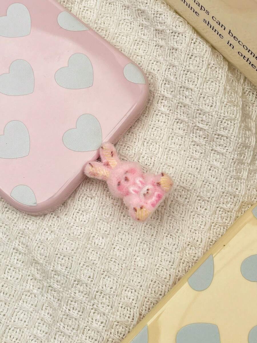 1PC Flocked Resin Cute Rabbit Phone/Tablet Charging Port Dustproof Waterproof Decorative Plug - Multicolor - View 1