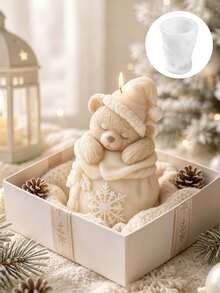 1pc Candle Mold, Christmas Bear Gift Design, Exquisite Knitted Texture Clear Detail Aromatherapy Candle, Diffuser Stone Mold Reusable Easy To Demold, Christmas Gift - Christmas Mold - View 7