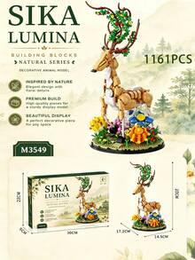 1161pcs Floral Sika Deer Building Block Set,DIY Assembly Animal Model Puzzle Toy, Creative Desktop Home Decoration, Birthday Holiday Gift For Teens & Adults,Home Tabletop Display Decor & Gift - Multicolor - View 7