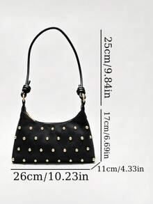 BAILEE A Stylish, Avant-Garde, Solid-Colored Shoulder Bag With Stud Embellishments And A Knotted Strap Design.Great For Fashion Outfits And As A Gift Option. - Multicolor - View 11