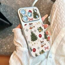 TPU Christmas Tree Hot Drink Bow Pattern Phone Case Compatible With Apple 17 Pro Max/17/16 Pro Max/15/13/12/11 Large Window Full Coverage Anti-Drop Soft Shell Protective Cover - Silver - View 4