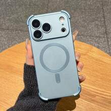 Magnetic Shockproof Phone Case Compatible With Iphone 18 Pro Max 17 16 15 14 13 Pro,Four Corner Protrusion Protection,Wireless Charging Back Cover - Sky Blue - View 3