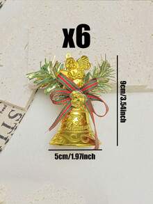 6/1pc Christmas Hanging Bell Decorations, Plastic Bells With Bow Decorations - Golden Bell Christmas Tree Decorations, Suitable For Holiday Parties, Christmas Tree Decorations, Festive Decorations, Decorating Doors - one-size - View 10