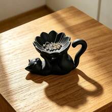 Minimalist Cat & Lotus Jewelry Tray, Living Room Desktop Organizer Home Decor, Small Item Storage, Multi-Functional Desktop Decoration, Suitable For Jewelry, Keys, Storage, Home Decor, Commemorative Gift, Birthday Gift - Multicolor - View 7