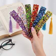 1pc Random/3pcs Random/Colorful Glitter Acrylic Tassel DIY Bookmark, Premium Quality, High Aesthetic Value, Page Marker, Reading Stationery, Gift For Book Lovers - Multi-color - View 1