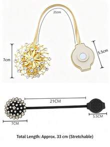 1pc/2pcs Crystal 3D Magnetic Curtain Clips, Elegant & Fashionable Automatic Curtain Tiebacks, No Drilling Required, Won't Damage Walls, Can Firmly Hold Curtains And Also Serve As Exquisite Home Decor - Multicolor - View 6