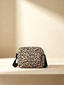 Leopard PrintPrint Crossbody Bag Lightweight Nylon Small Shoulder Purse Adjustable Strap Casual Daily Phone Handbag - Brown - View 1