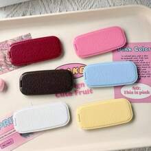 1PC Adhesive Universal Phone Stand With Mirror, High-End Solid Color Leather Texture Makeup Mirror, Desktop Foldable Support Bracket, Ultra-Thin Compact Phone Holder - Multicolor - View 2