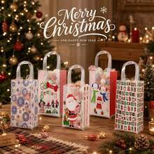 50pcs Christmas Candy Gift Bags, Cartoon Plastic Handheld Gift Bags, Christmas Holiday Party Gift Packaging, Tabletop Decoration - Multicolor - View 1