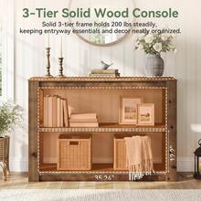 LITTLE TREE Solid Wood Console Table, 105cm Small Entryway Table With Storage - Brown - View 7