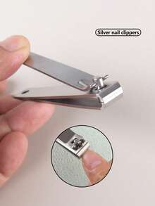 3pcs Silver Stainless Steel Nail Clippers, Straight Edge Nail Clippers Suitable For Men And Women Nail Care Tools - Silver - View 4