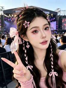 50/100pcs Cute Hollow Star Hair Clips, Colorful Dopamine Style, Sweet Y2K Aesthetic Hair Accessories, Fashion Hair Clips, Assorted Colors - Multicolor - View 4