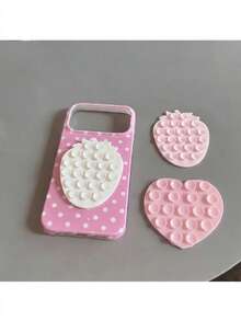 3pcs Combination Suction Cup Strawberry Silicone Suction Cup/Heart Silicone Suction Cup Phone Stand Sticker, Silicone Suction Cup Phone Sticker, Compatible With All Apple Models And Android Tablets, Cute Gift For Girls - Multicolor - View 18
