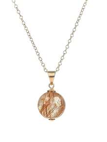 [VE]1pc High-Quality Career Protection Stone Copper Rutilated Quartz Round Bead, Natural Full Copper Smooth Hair Rutilated Quartz For Career Success, Guaranteed Authentic Natural Crystal, Supports Re-Inspection. Suitable For Self/Best Friend/Girlfriend/Friend/Mom, All Occasions. Jewelry Color Random (Chain Not Included) - Copper Rutilated Quartz - [Career] - View 5