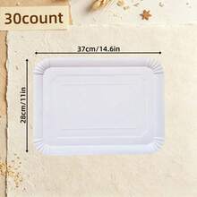 15/30/60pcs Disposable White Rectangular Paper Plates, Lightweight Large Size Bulk Pack, Suitable For Desserts, Cakes, Snacks, Disposable Tableware For Home Dining, Birthday, Wedding, Picnic, BBQ, Holiday And Party - White - View 16