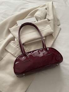Tas Bahu Kulit PU Burgundy, Tas Tangan Modis, Cocok Untuk Anak Perempuan, Sempurna Untuk Kehidupan Malam, Gaya Jalanan, dan Acara Pernikahan - Burgundy - View 4