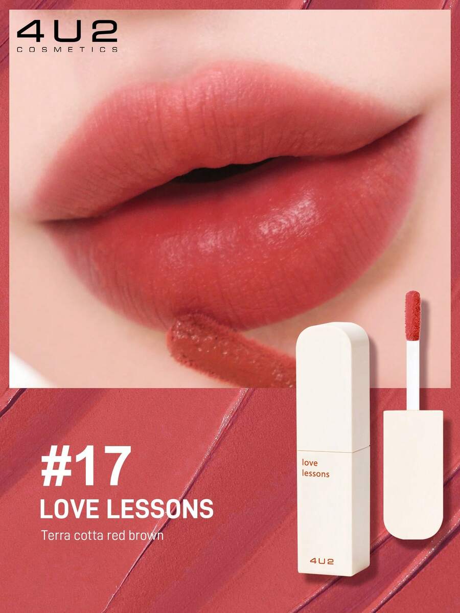 4U2 Matte Glossy Lip Mud, Tahan Lama Tidak Pudar, Tekstur Krim Seperti Kue, Sentuhan Lembut Selembut Sutra, Tahan Air dan Tahan Keringat