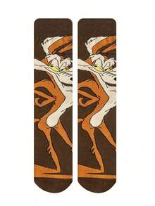 1/2 Pairs Warner Bros Vintage Cartoon Character Colorblock Creative Street Style Mid-Calf Socks, Fun Christmas Gift Socks - Multicolor - View 3