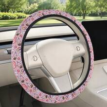 1PC Vintage Cartoon Car Steering Wheel Cover Without Inner Ring, 4 Styles Available, Elastic Band Easy Installation, Wear-Resistant Anti-Slip, All-Season Universal, Unisex, Car Interior Accessory - Multicolor - View 14
