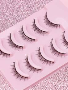 AYRMILLA Lashes NEW 5 Pairs Natural False Eyelashes Fluffy Soft Dramatic Wispy Eyelash ,Handmade Upper Lash Winged End Eye Elongated Eyelashes Natural Realistic Eyelash Full Strip Lashes Volume Popular Make Up Beauty Tools. - Black - View 5