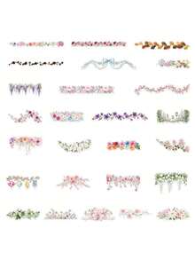 50PCS,Flowers Transparent Stickers,Scrapbook Supplies,PET Material,Creative And Aesthetic Design Sticker,Suitable For Mobile Phone Cases,Tablets,Mobile Phone,Laptops,Suitcases,Cars,Notebooks,Helmet,Guitar,Skateboard,Storage Box,Computer, - 50pcs - View 3