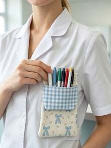 5/1pc Portable Nurse Pen Pouch, Dual‑Layer Canvas Stationery Storage Bag With Front Pocket, Compact Office Pencil Case, Multi‑Functional Pouch For Pens & Small Cosmetics, Great For Nurses And Daily Office Work - Multicolor - View 4