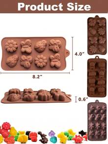 3 Types Of Cute Little Bear, Hippo And Lion Silicone Molds. Each Type Comes With 8/12 Animal-Shaped Designs. Easy To Make Chocolate Candies, Cakes And Jelly. Non-Sticky, Easy To Clean And Reusable Baking Tools. - Multicolor - View 6