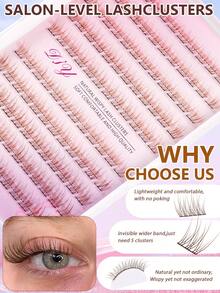 MEM 120pcs C Curl Brown False Eyelash Clusters, Ultra Fine Lashes, With Glue, Remover And Tweezers, Suitable For Eyelash Extensions, Single Lashes, Perfect For Beginners Home DIY, Eyelash Clusters, False Eyelashes - Brown - View 4