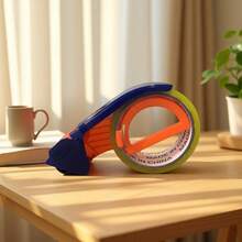 2 Inch (5cm) Blue & Orange ABS Plastic Tape Dispenser Base, Heavy Duty Metal Serrated Blade Tape Cutter, Handheld Carton Sealing Tool, Suitable For Shipping, Moving, Warehouse Packaging And Sealing Work, Includes 1 Roll Random Tape - Multi-color - View 2