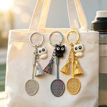 Badminton Racket Keychain, Metal Sports Accessory, Sports Souvenir Gift For Friends, Backpack Charm, Suitable For Sports Enthusiasts Daily Wear And Holiday Gift, Teacher Gift Or Back To School Teacher Accessory, Casual Zinc Alloy Keychain, All Year - A - View 7