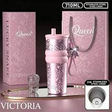 710ml Stainless Steel Metal Water Bottle With Straw And Leak-Proof Lid, Suitable For Hot And Cold Coffee Drinks - Multicolor - View 9