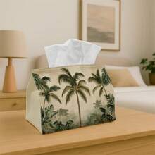 1pc Vintage Tissue Box, Simple Tropical Artwork - Palm Tree Series, Durable Polyester Material, Perfect For Kitchen, Living Room, Bedroom, Bathroom, Vehicle - Bathroom Decor | Fun Design | Durable Polyester, Tissue Box - Multicolor - View 10