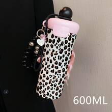 1PC 600ML Simple Leopard Print, Personalized Leopard Print, Stylish Leopard Pattern Stainless Steel Thermal Cup, Dual-Use Coffee Cup, Portable Straw Cup, Lanyard Thermal Cup, Suitable For Office, Home, Gift Recommendation, Coffee/Milk/Tea - Multicolor - View 9