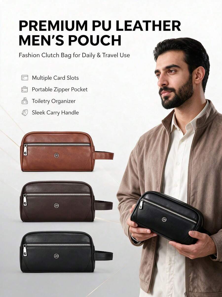BEIQIANDAI Men's Clutch Bag, Multi-Compartment Card Holder Wallet, Portable Men's Bag, Phone & ID Organizer Pencil Case - Clutch Bag - View 1