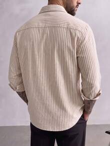 Men's Versatile Striped Long Sleeve Single-Breasted Casual Pocket Shirt - Multicolor - View 2