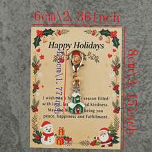 3pcs/6pcs Christmas House Enamel Keychain Charms, Church Cottage Pendant With Happy Holidays Greeting Card, Lobster Clasp Holiday Gift - Multicolor - View 2